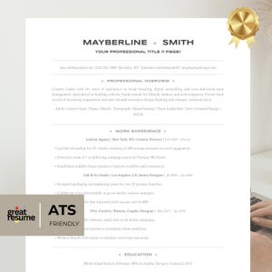 ATS Friendly Resume Template Word, Pages, Google Docs, ATS Resume, ATS Cv Resume Template, Minimalist Resume, Simple Resume, Basic Resume