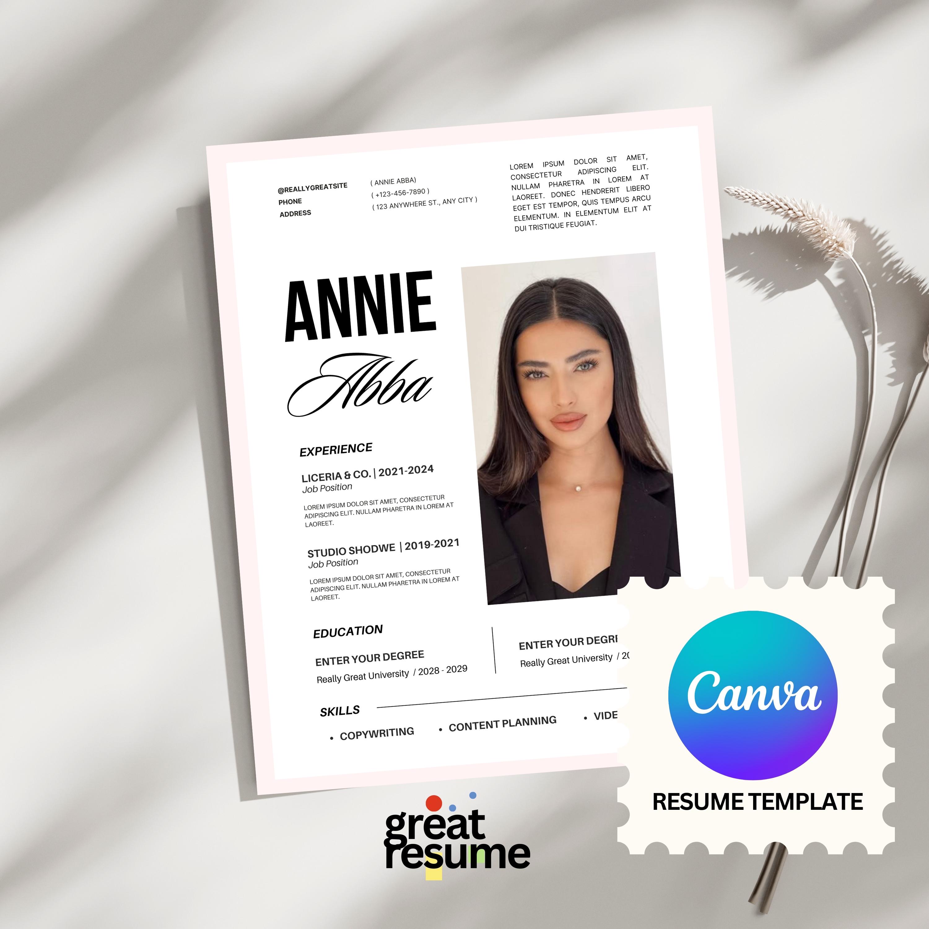 Canva Resume Template With Photo, Cv Template Canva, Creative Resume ...
