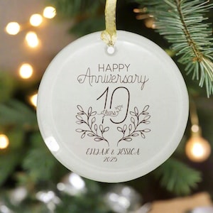 Personalized Glass Anniversary Ornament – Custom Date & Name Keepsake Gift- Ornament - Clear Glass (Round)