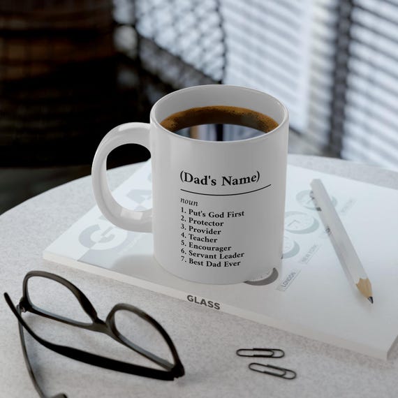 Personalized 20 oz Jumbo Godly Dad Mug, Coffee Cup for Father's Day Gift,  Custom Mug with Dad's Role Descriptions, Gift for Him