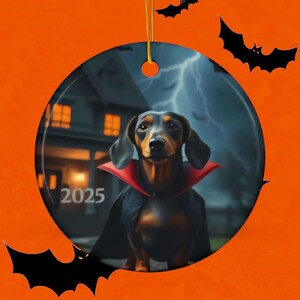 Halloween Dachshund Keepsake Ornament, 2025 Dog Decoration Collectible for Holidays, Doxie Lovers, Halloween Party Favors, Pet Sitter Gifts
