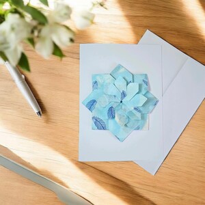 Carte de voeux toutes occasions avec enveloppe, mandala origami fait main, papier chiyogami japonais Yuzen, couleurs et motifs assortis, vierge 5 x 7 pouces
