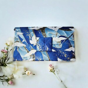 All Occasion Small Handmade Origami Envelope w/ Lock, Japanese Chiyogami Paper Yuzen Washi, Gold/Silver Accents, 11x7cm