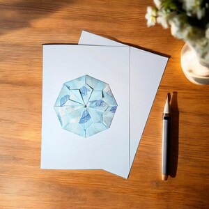 Carte de voeux toutes occasions avec enveloppe, mandala origami fait main, papier chiyogami japonais Washi Yuzen, couleurs et motifs assortis Vierge 5 x 7 pouces