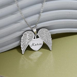Personalized Hidden Name Guardian Angel Wings Necklace,Secret Message Angel Wings Necklace,Name Winged Necklace,Mother&#39;s Day Gift