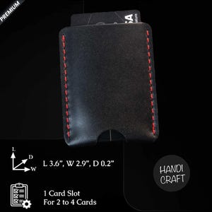 Tarjetero delgado de cuero negro: billetera minimalista RFID para hombre y mujer, tarjetero compacto para tarjetas de crédito y DNI.