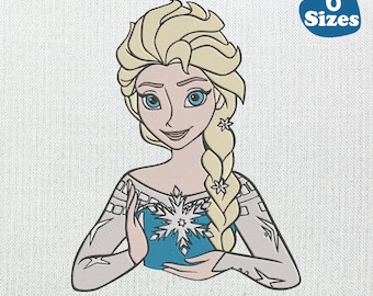 Princess Elsa, Frozen inspired. Machine embroidery design file. Install download. 6 sizes