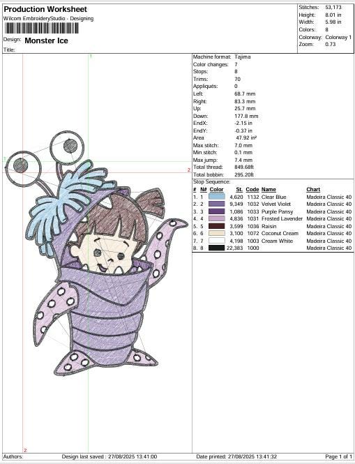 Monsters Ice Boo DIGITAL Embroidery Machine Design File, Different 6 ...