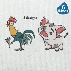 Princess Moana&#39;s friend Hei Hei, Pua Inspired Machine Embroidery Design, 6 sizes