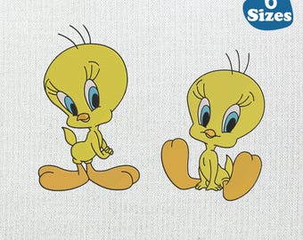 Tweety Bird Bundle Machine Embroidery Pattern Design Digital File design, 6 sizes, instant download files, pes, dst, jef, hus, exp, vp3