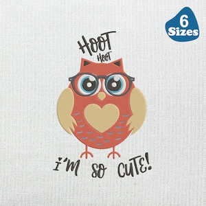 Cute Owl Machine Embroidery Design - Owl Embroidery Files - 6 Sizes - Instant Download