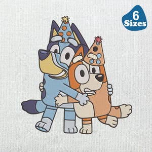 Bluey & Bingo  Birthday Love Embroidery Design - Digital Machine Embroidery (6 Sizes) | Instant Download