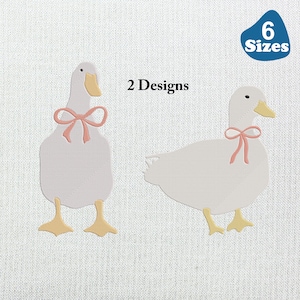 Cute Silly Goose Machine Embroidery Design, Lovely Goose with Big Bow Multiple Size Embroidery File | Lovesome Design,6 Sizes