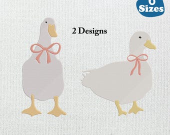 Goose with Bow Machine Embroidery Design, Multiple Sizes (Digital Download)