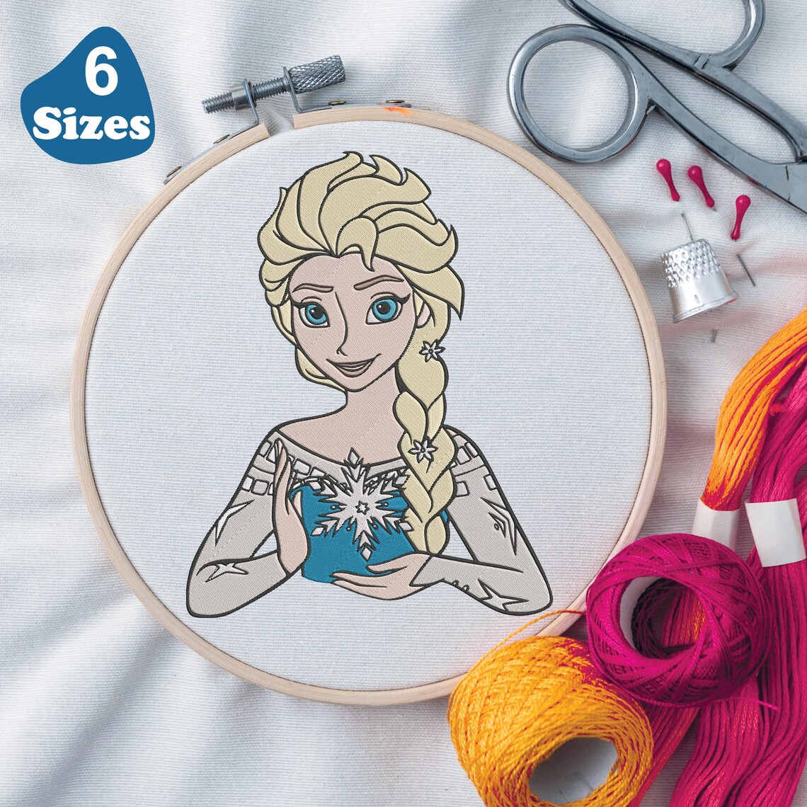 Elsa Machine Princess Elsa, Frozen Inspired. Machine Embroidery Design File. Install ...