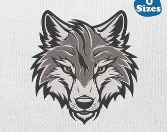 Wild Wolf Head Embroidery Design: Realistic Animal Pattern (6 Sizes) (Instant Download)