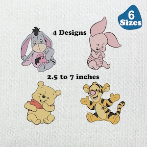 Bundles Winnie Pooh Machine embroidery Winnie pooh and friends Embroidery design files winnie Pooh Tiger Eeyore Piglet,6 Sizes