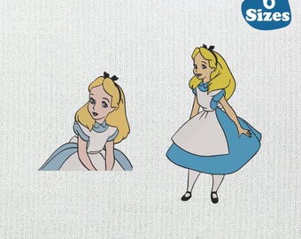 Diseño de bordado de Alicia en el País de las Maravillas - Princesa del Reino Mágico, 6 tamaños (Descarga digital)