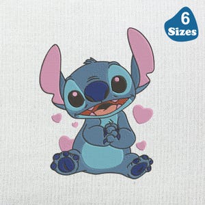 Design de Bordado Stitch Love – Arquivo Digital Baby Stitch Fofo para Máquinas de Bordar, Perfeito para Fãs de Lilo e Stitch! 6 Tamanhos