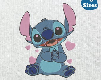 Stitch Love Embroidery Design: Lilo & Stitch Fan Art (Digital File, 6 Sizes)