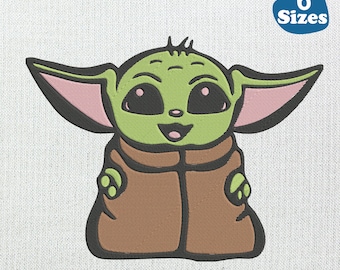 Baby Yoda Embroidery Design, Star Wars Applique (Instant Download)