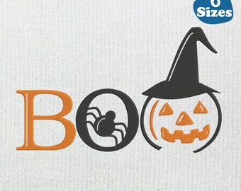 BOO Machine embroidery design Dainty Spooky Halloween letters bat skull pumpkin spider ,6 Sizes