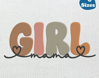 Diseño de bordado "Niña Mamá", 6 tamaños, descarga instantánea