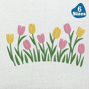 Embroidery Design, Flowers Machine Embroidery, Tulip Flowers, Tulip Beauty Art, Beautiful Flowers, Decoration, Gift For Tulip Lover, 6 sizes