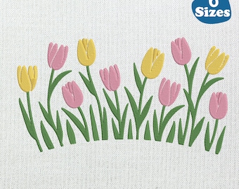 Tulip Flowers Machine Embroidery Design: Floral Art (6 sizes) (Digital Download)