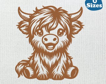 Highland Cow Embroidery Design: Detailed Scottish Animal Art (Digital Download