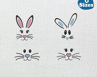 Bunny Face Easter Embroidery Design, Rabbit Machine Embroidery, Instant Download (6 Sizes)