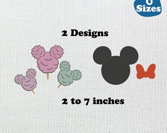 Mickey Mouse Embroidery Design: Cotton Candy & Bow (INSTANT DOWNLOAD)