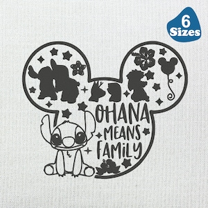 Ohana Means Family - Machine Embroidery Design, Embroidery Designs, Embroidery, Embroidery Patterns, Embroidery Files,  6 Sizes