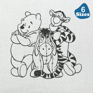 Winnie Pooh   Machine embroidery Winnie pooh and friends Embroidery design files winnie Pooh Tiger Eeyore Piglet, 6 Sizes