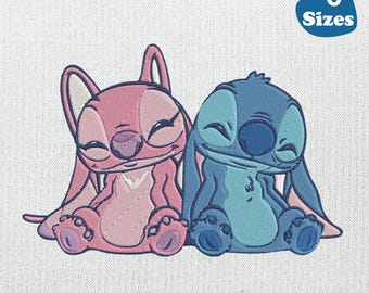 Stitch and Angel Embroidery Design: 6 Sizes (Digital Download)