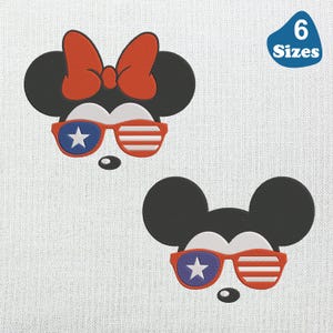 Magical Park Boy and Girl Mouse Applique Faces DIGITAL Embroidery Machine Design File,6 Sizes