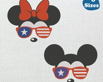 Magical Park Boy and Girl Mouse Applique Faces DIGITAL Embroidery Machine Design File,6 Sizes
