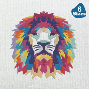 Majestic Lion Head Embroidery Design - Royal Feline for Dark Textiles, Elegant Powerful Animal - Wild Jungle King, 6 Sizes