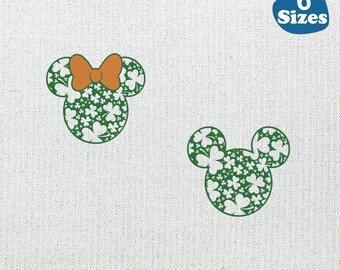 St. Patrick's Day Mouse ears Minnie with Clover Machine Embroidery-6 different Sizes-Instant Download.