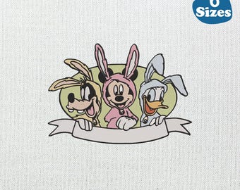 Easter Embroidery Design, Mouse Friends Bunny Duck, Spring Holiday Machine Embroidery (Instant Download)