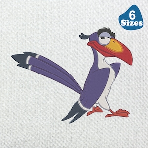 Zazu Lion King Embroidery Design | Digital Machine Embroidery File | Hornbill Bird Pattern, 6 Sizes