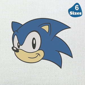 May include: A blue and yellow cartoon character with a mischievous grin. The character has large, round eyes and a spiky blue head. The character is known as Sonic the Hedgehog.