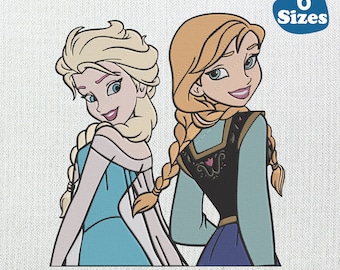 Princess Elsa & Anna Embroidery Design: 6 Sizes (Digital Download)