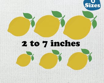 Lemon Embroidery Design: Fruit Embroidery File, 6 Sizes (Digital Download)