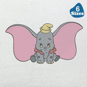 Dumbo Embroidery designs, baby elephant embroidery design. Multiple Sizes and Formats included. INSTANT DOWNLOAD,6 sizes