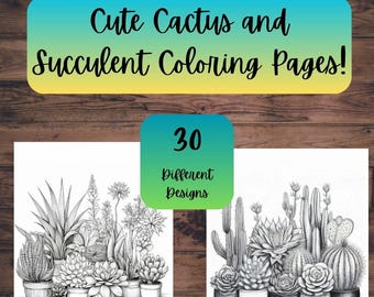 Cactus and Succulent Adult Coloring Pages (30 pages) - PDF Download