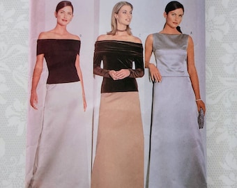 Uncut Butterick 6396, Misses' Special Occasion Top And Evening Length Skirt, Chetta B, Bridesmaid DIY Wedding, Size 12 14 16, Sewing Pattern