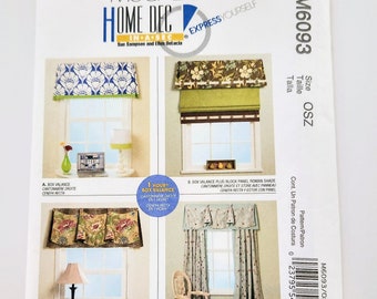 Uncut McCall's 6093 | One Hour Box Valance | Hooked On Topper, Roman Shade, Side Panels With Band | Home Dec In A Sec | Sewing Pattern