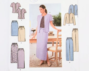 Uncut Simplicity 9159 Misses' Relaxed Fit Pull On Pants, Skirt And Semi-Fitted Jacket, Sizes 18 20 22 24, Vintage Woman's Sewing Pattern