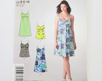 Uncut Simplicity 2969 Misses' Knit Sun Dress Or Top, Spaghetti Straps, Slip Dress, Sizes 6 8 10 12 14 16 18, It's So Easy Sewing Pattern